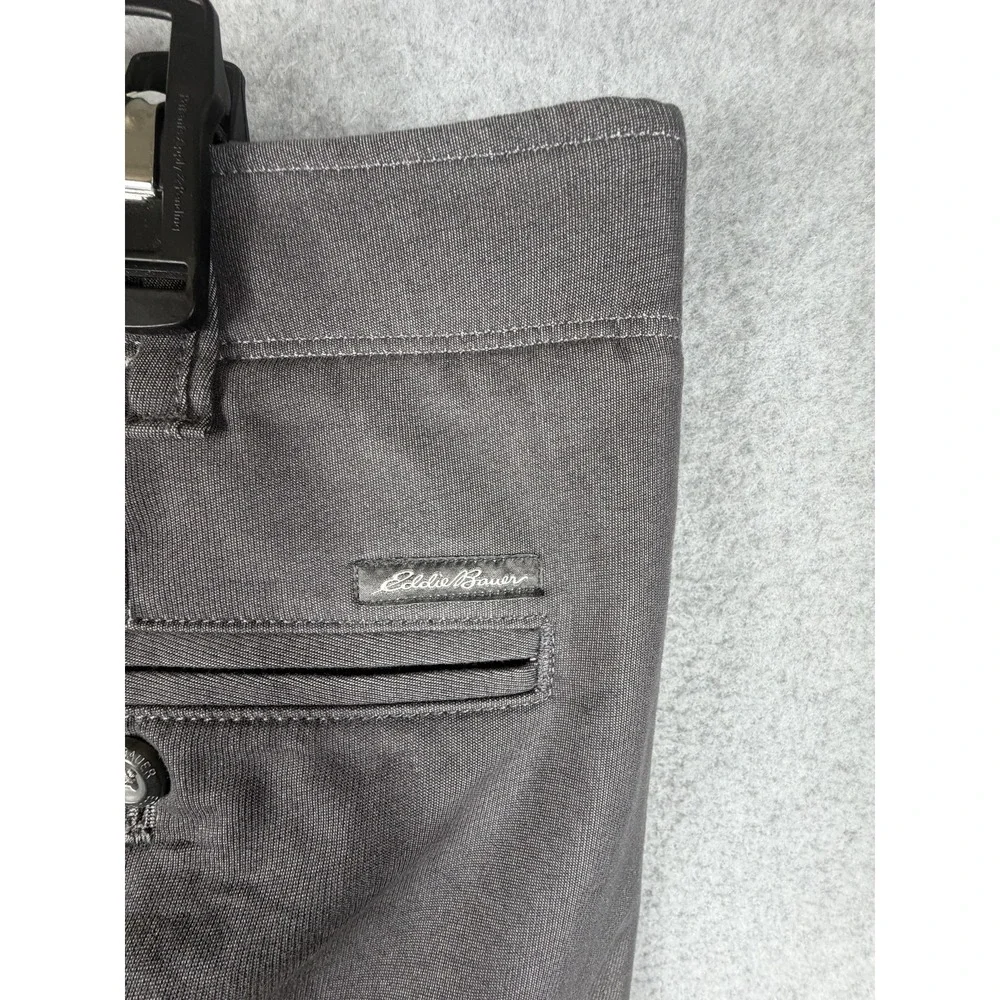 Eddie Bauer Pants Mens 38x30 Gray Stretch Chino Regular Fit Casual Flat Front‎